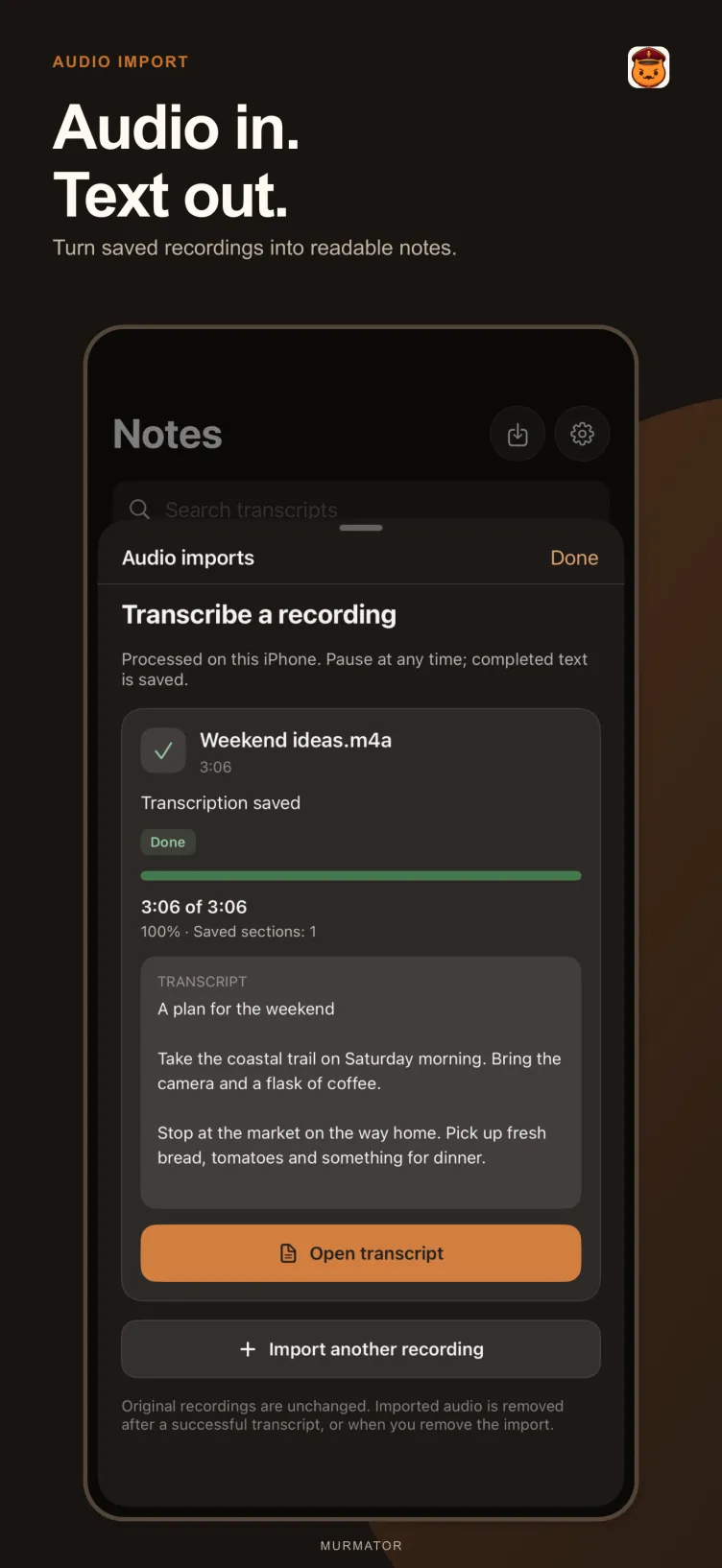 Import audio