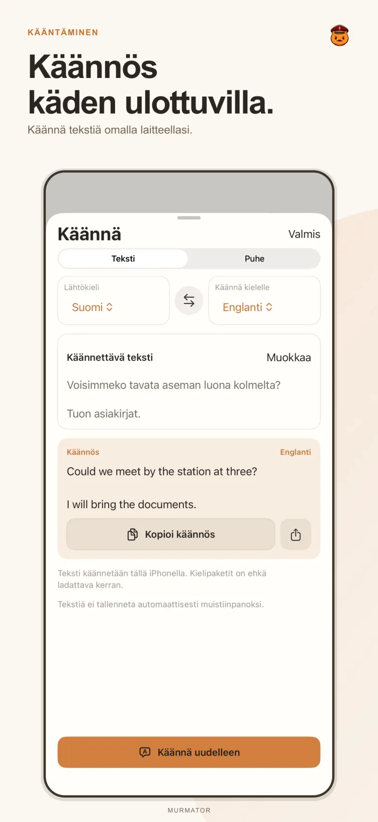 Murmatorin käännösnäkymä